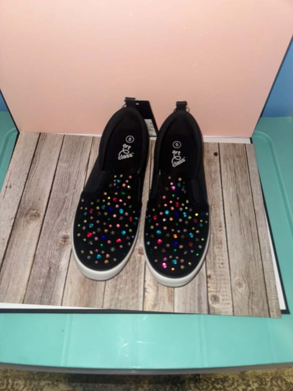 Art Class Kids Hanna Slip-On Sneakers with Multicolor Rhinestones